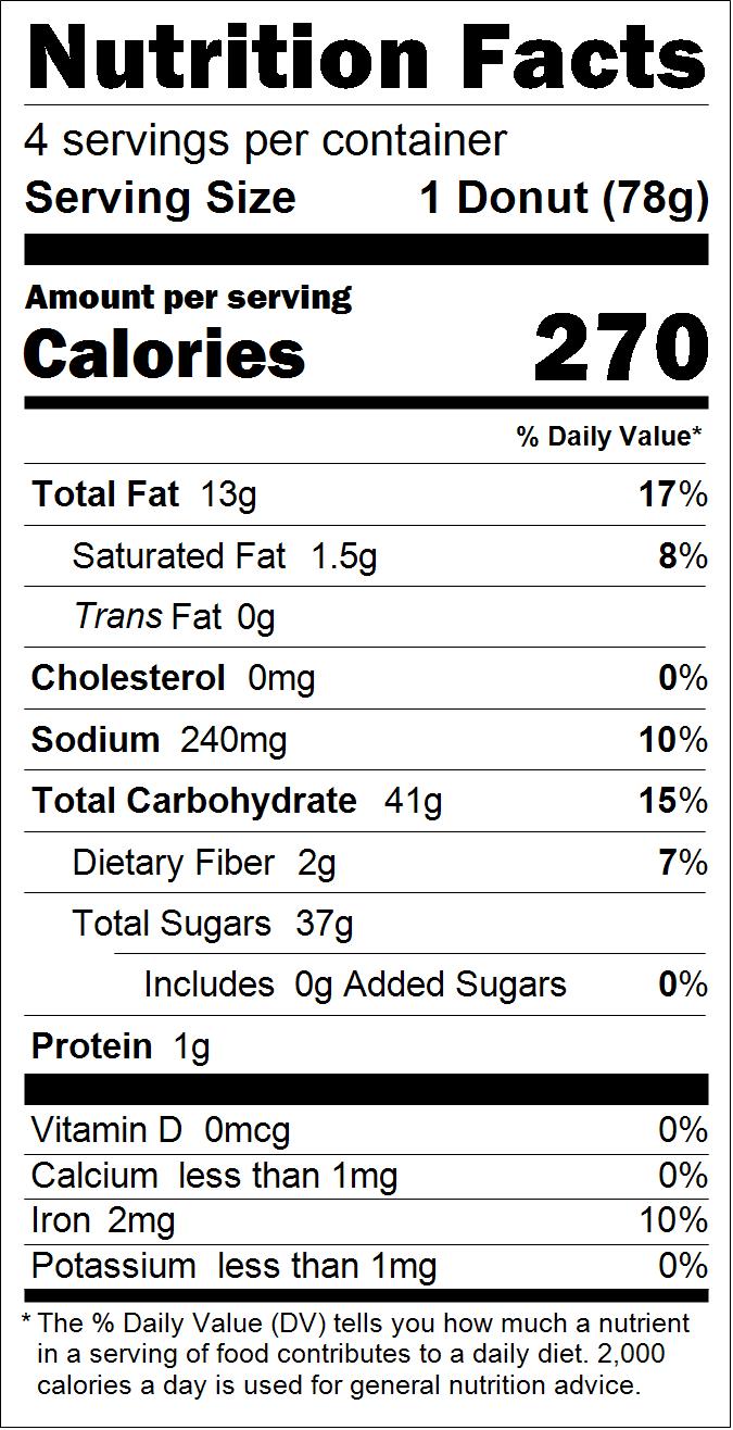 Nutritional table for Chocolate Donuts