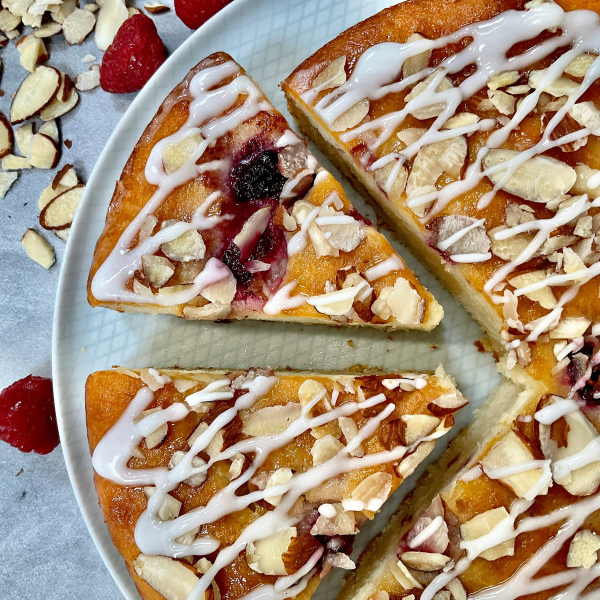 Raspberry Almond Ricotta Cake