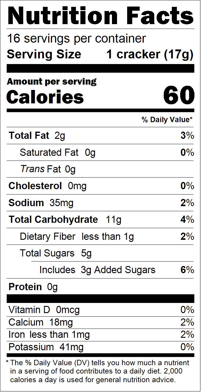 Nutritional table for Cinnamon Sugar Grahams